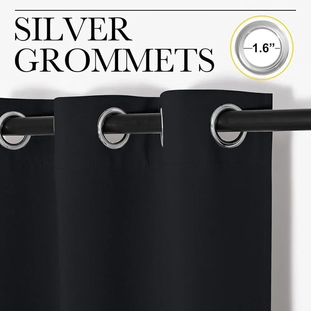 Halloween Pitch Black Solid Thermal Insulated Grommet Blackout Curtains/Drapes 4